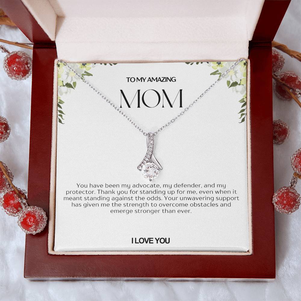 To My Amazing Mom Ribbon Shape Pendant Necklace