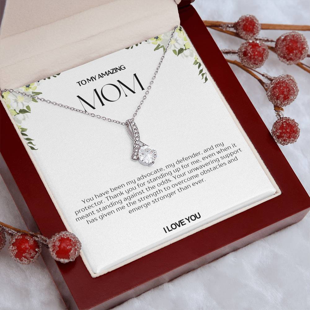 To My Amazing Mom Ribbon Shape Pendant Necklace