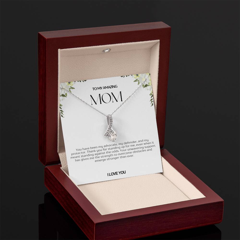 To My Amazing Mom Ribbon Shape Pendant Necklace