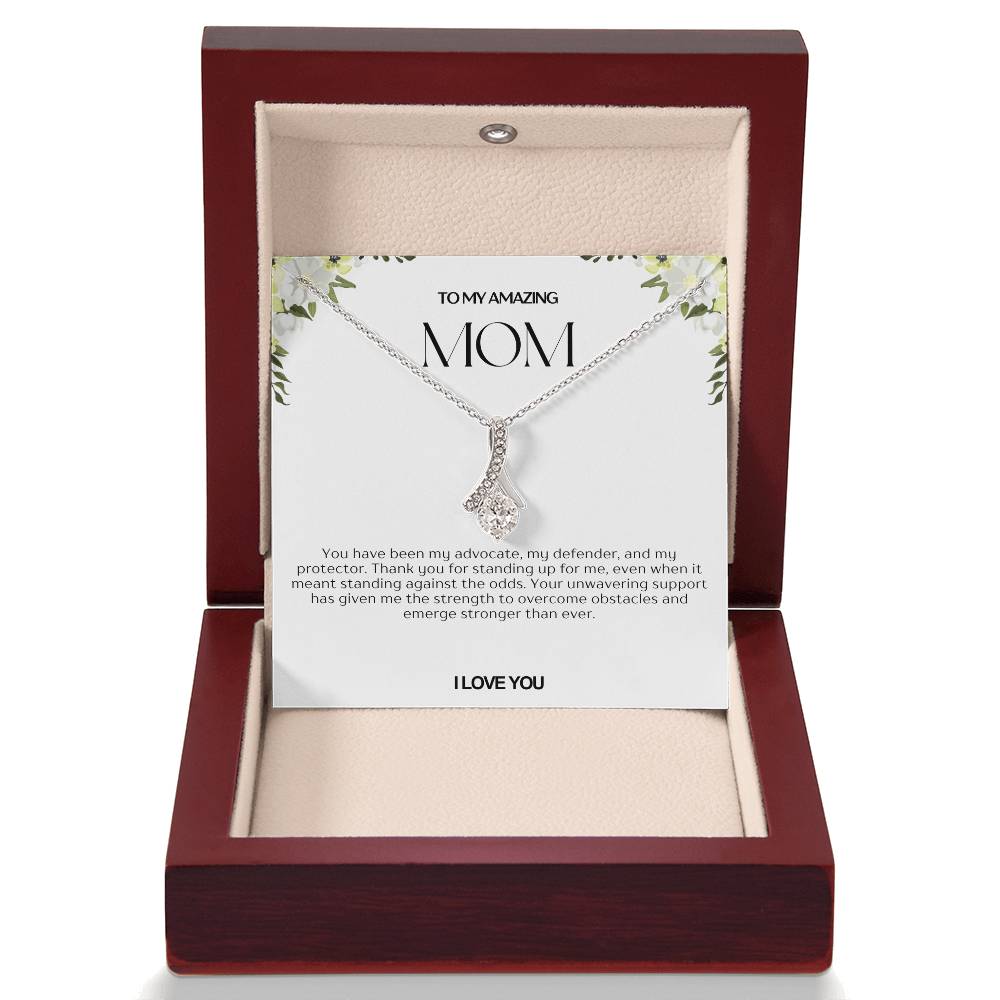 To My Amazing Mom Ribbon Shape Pendant Necklace