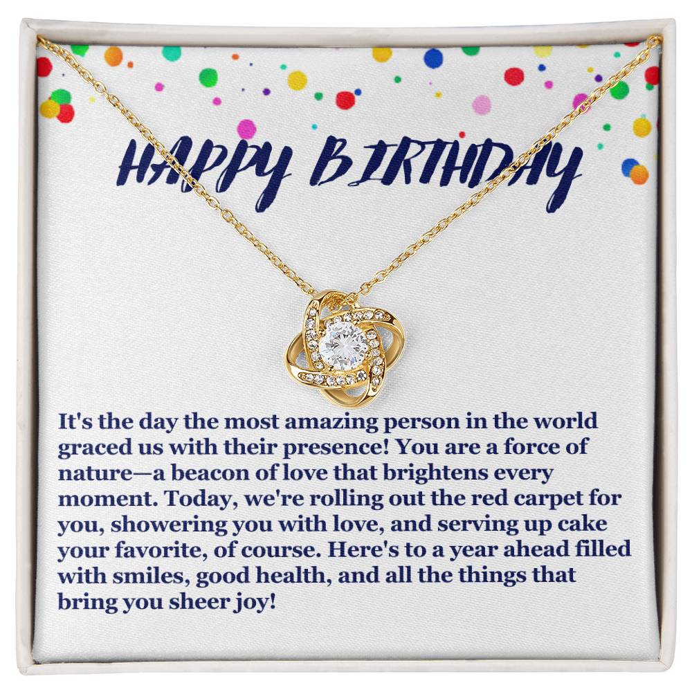 Happy Birthday Love Knot Necklace