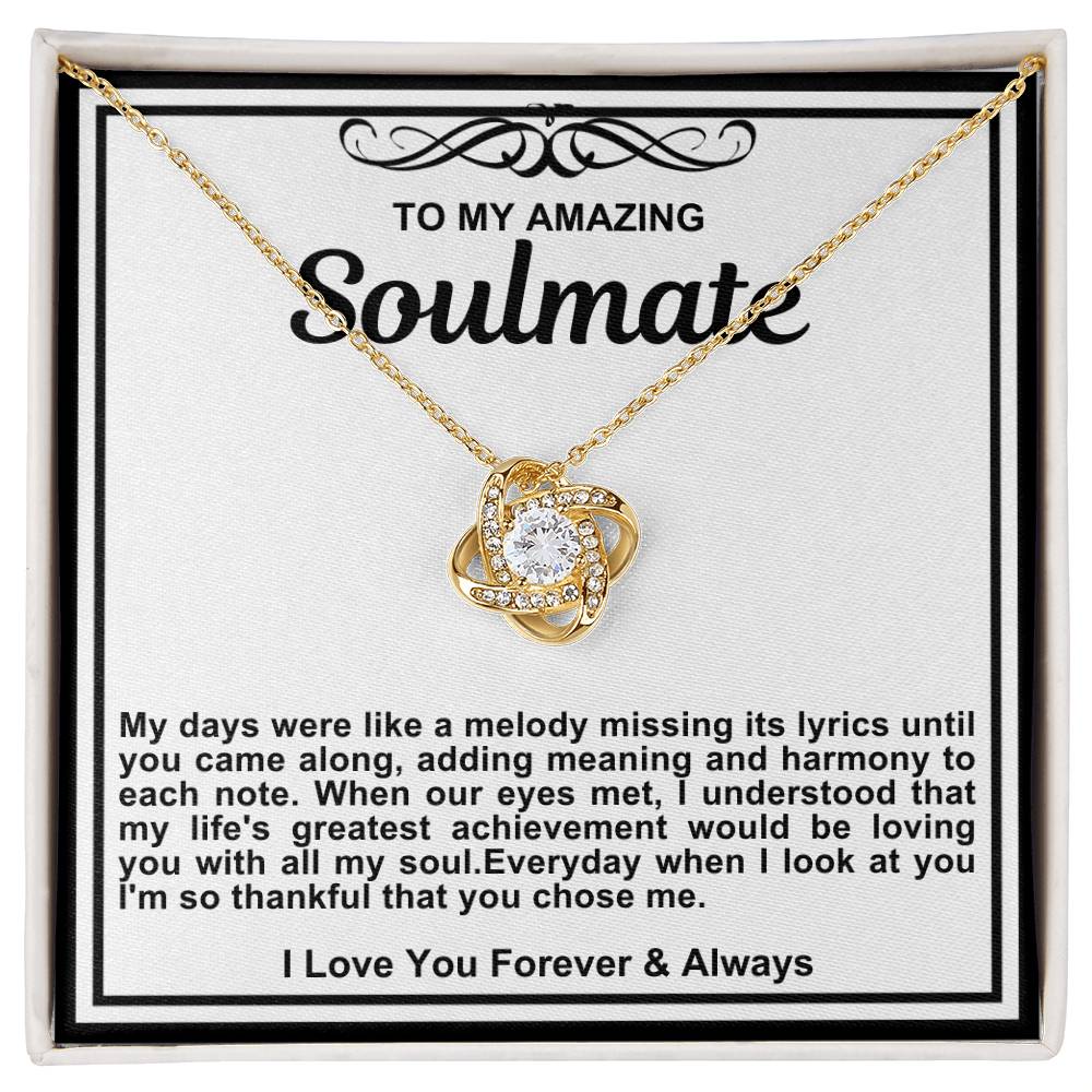 Soulmate Love Knot Necklace- My Days Were Like A Melody Missing Its Lyrics