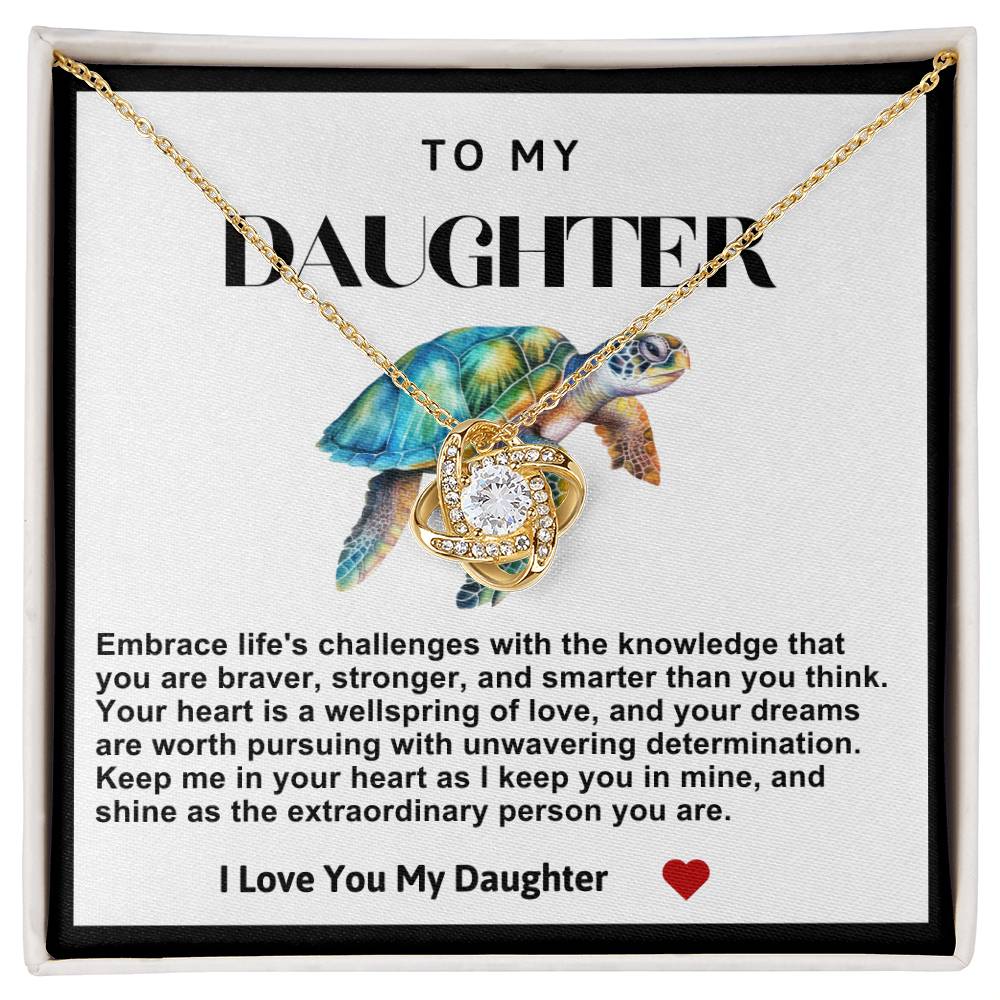 Daughter Sea Turtle Love Knot Necklace