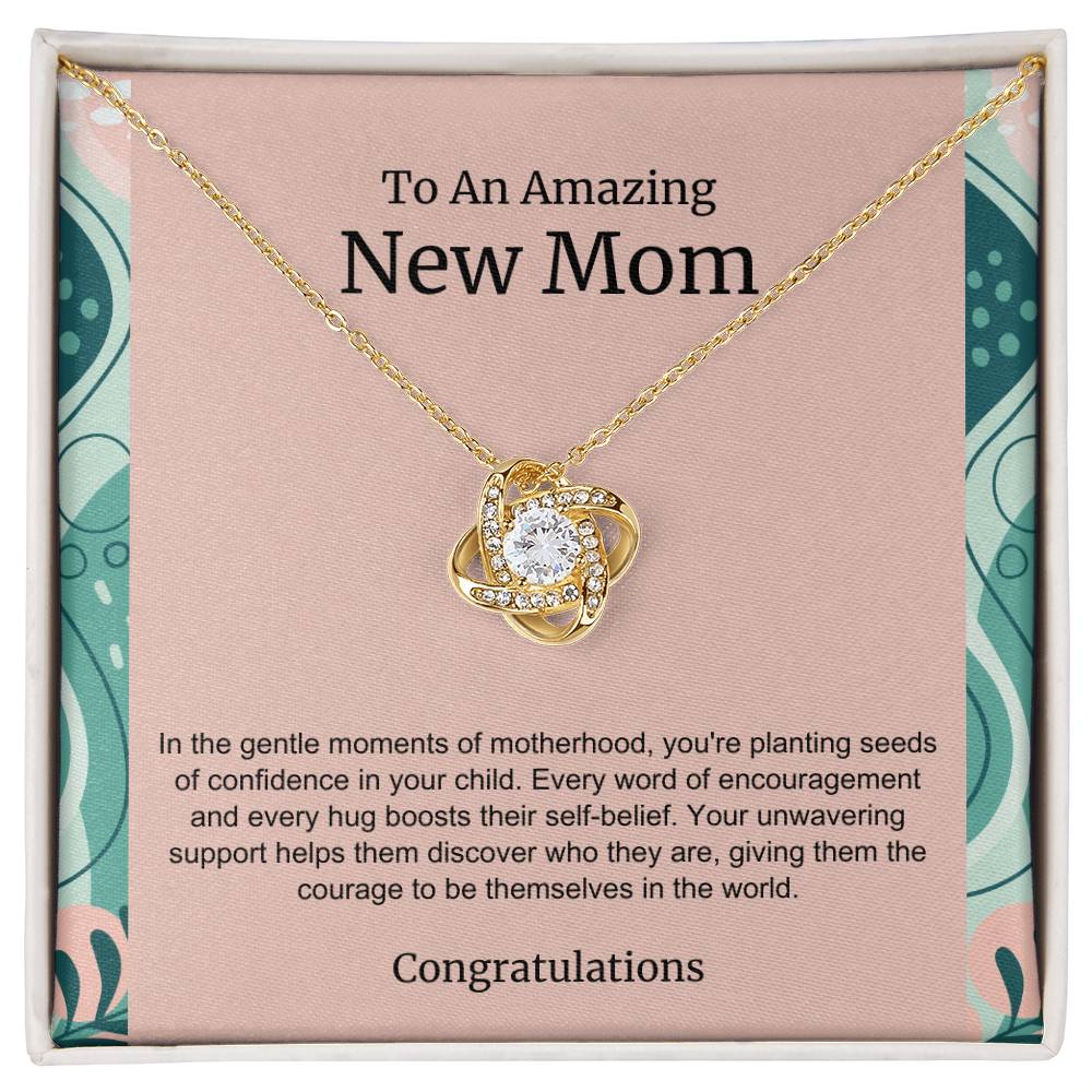 To An Amazing New Mom Love Knot Necklace