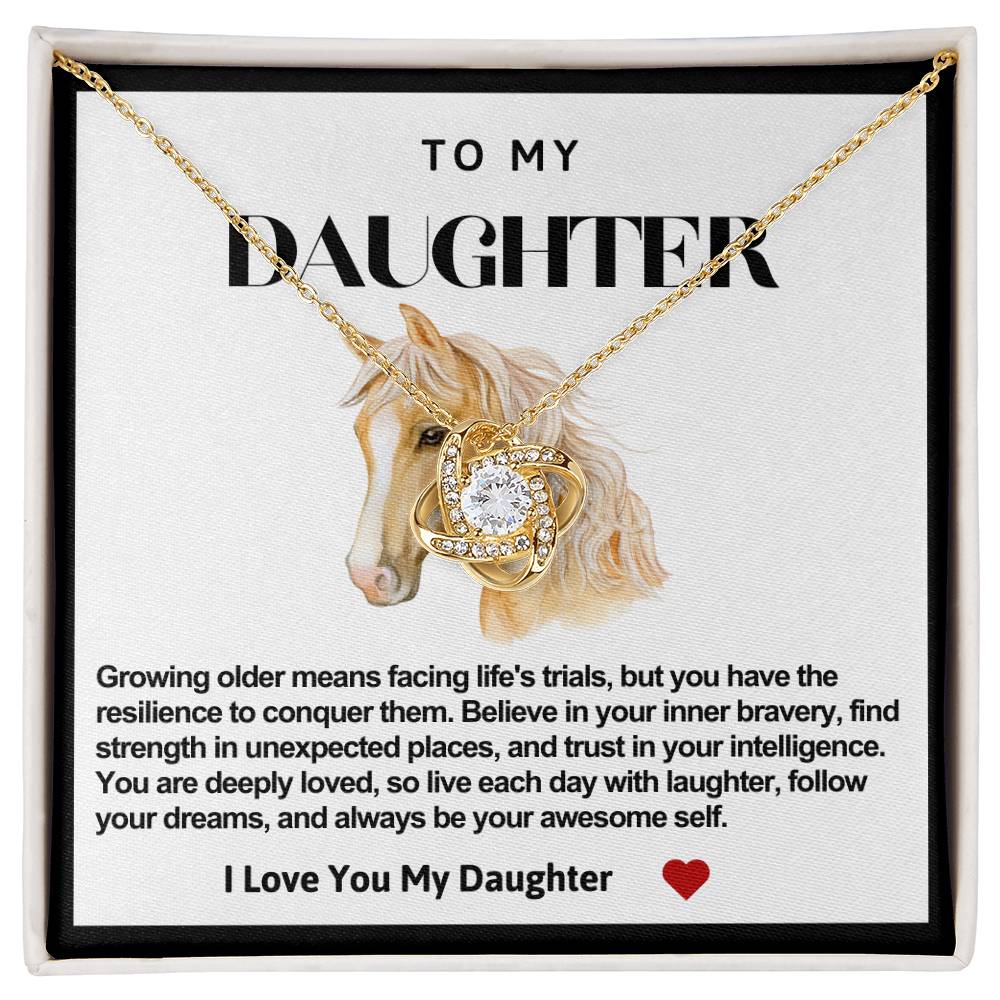 Daughter Horse Love Knot Necklace