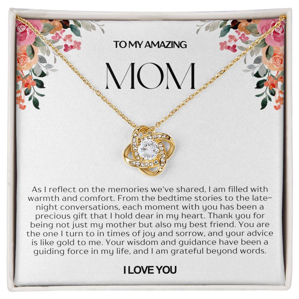 To My Amazing Mom Love Knot Necklace