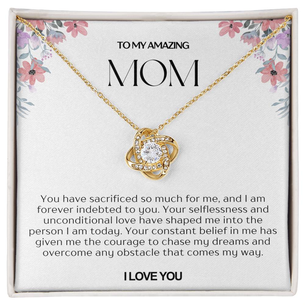 To My Amazing Mom Love Knot Necklace