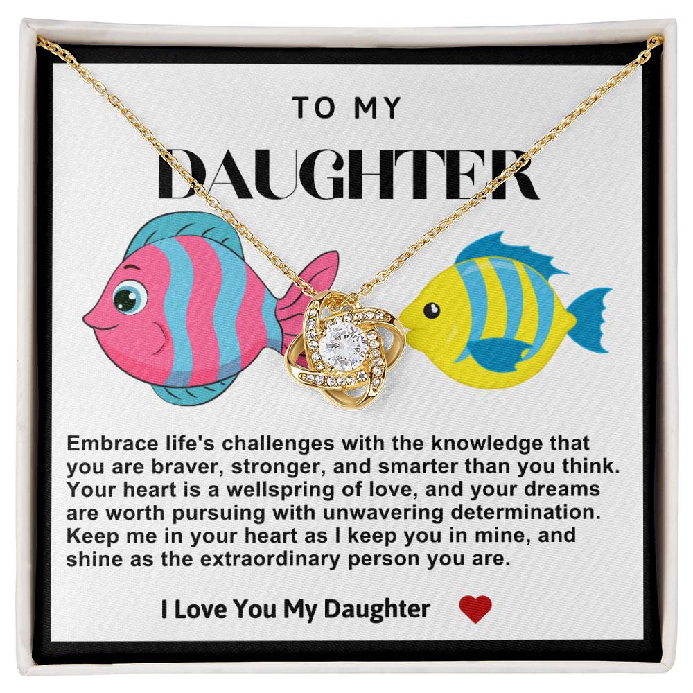 Daughter Fish Love Knot Necklace