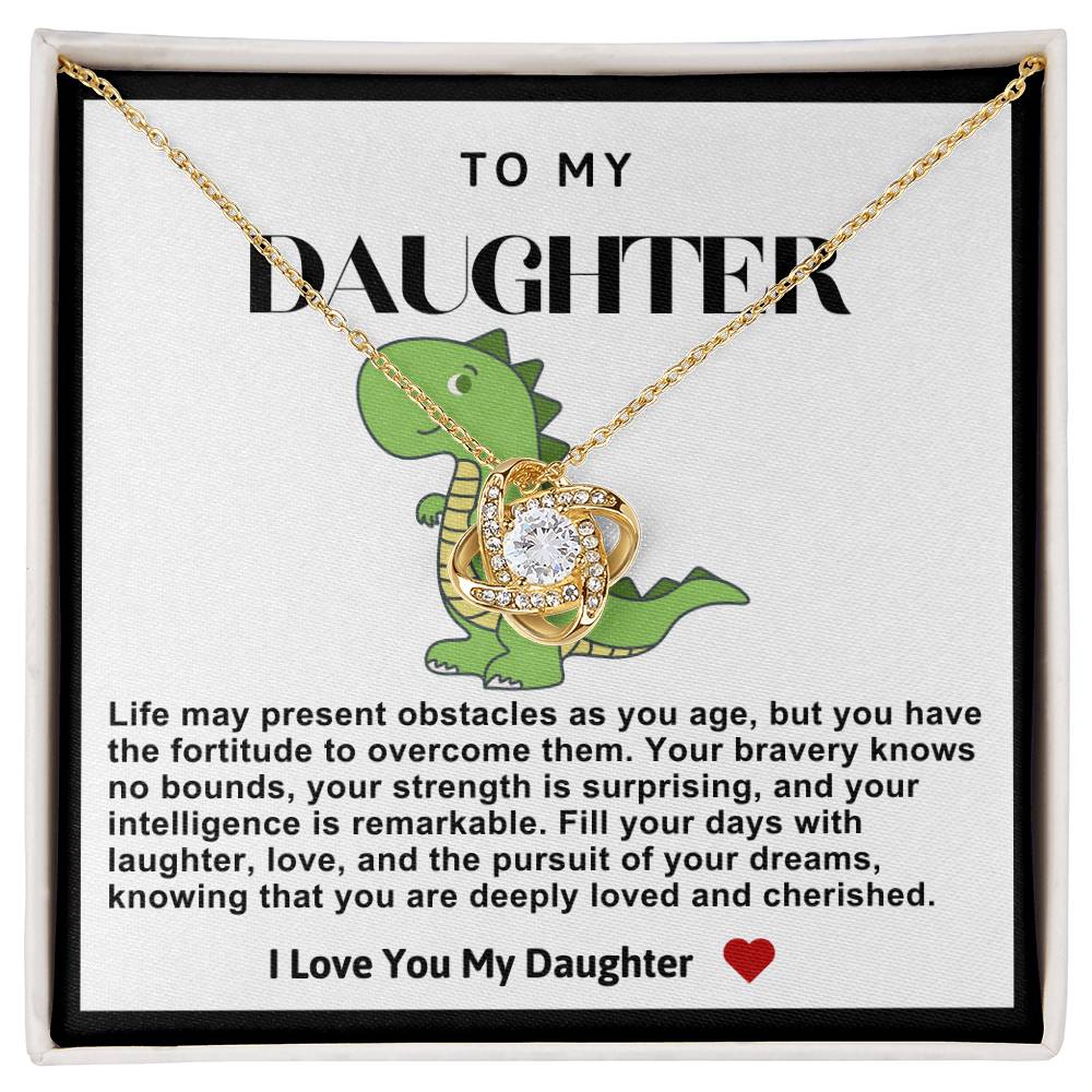 Daughter Dinosaur Love Knot Necklace