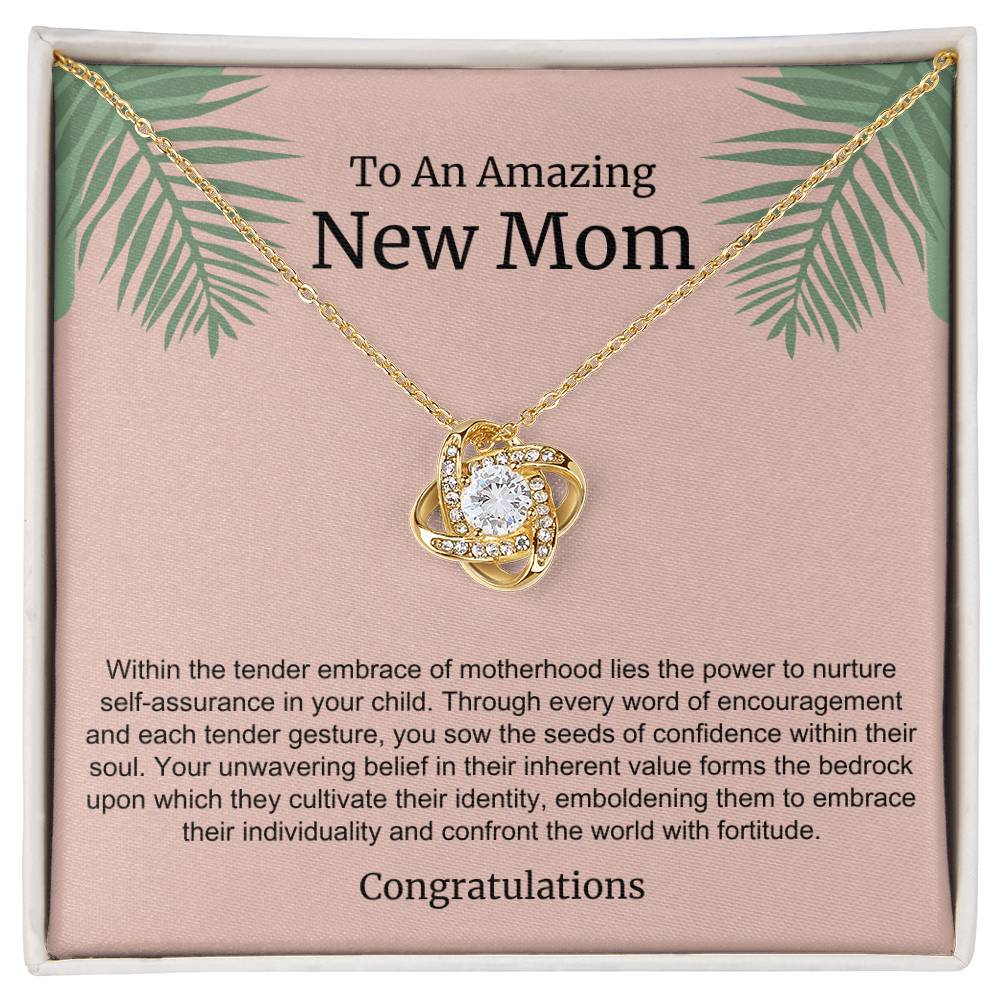 To An Amazing New Mom Love Knot Necklace