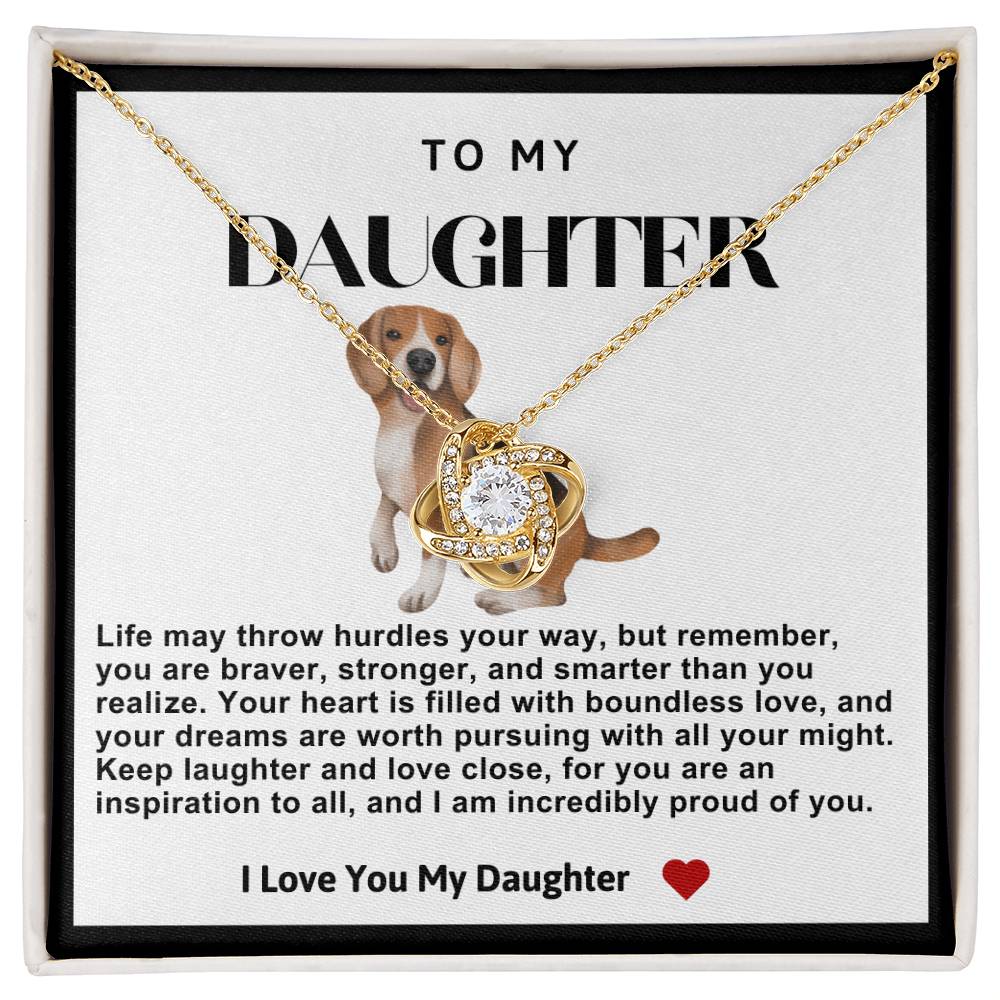 Daughter Dog Love Knot Necklace