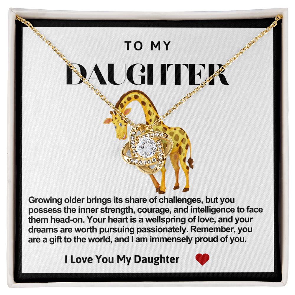 Daughter Giraffe Love Knot Necklace