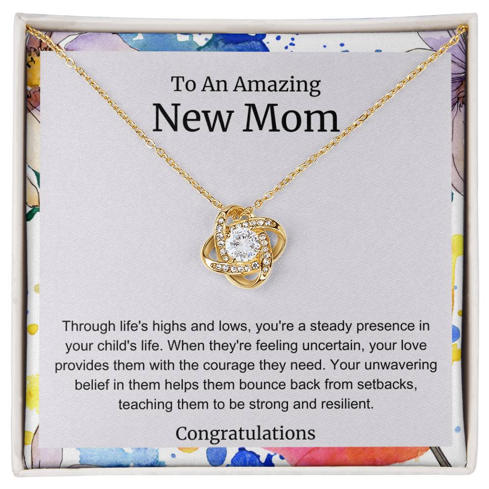 To An Amazing New Mom Love Knot Necklace