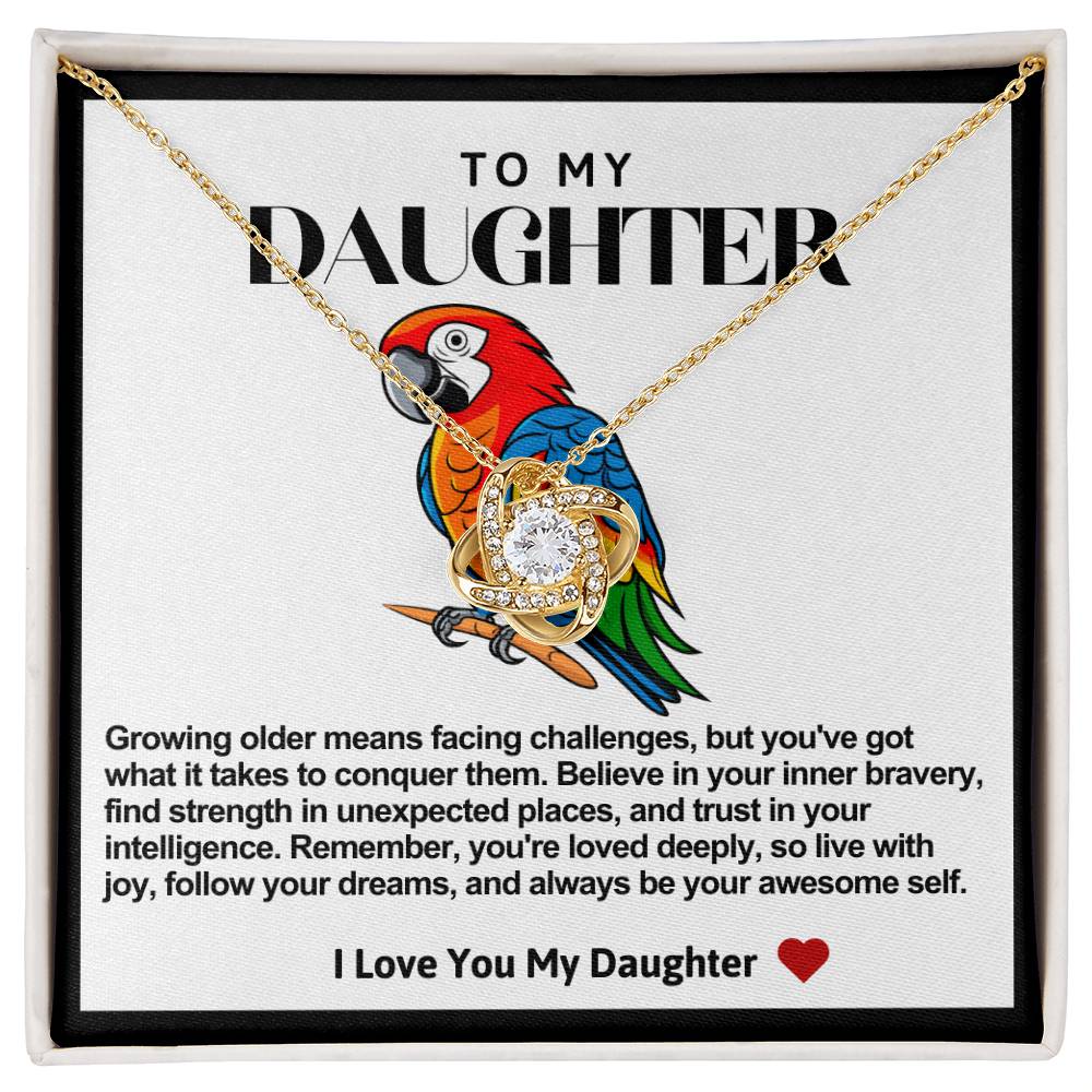 Daughter Parrot Love Knot Necklace