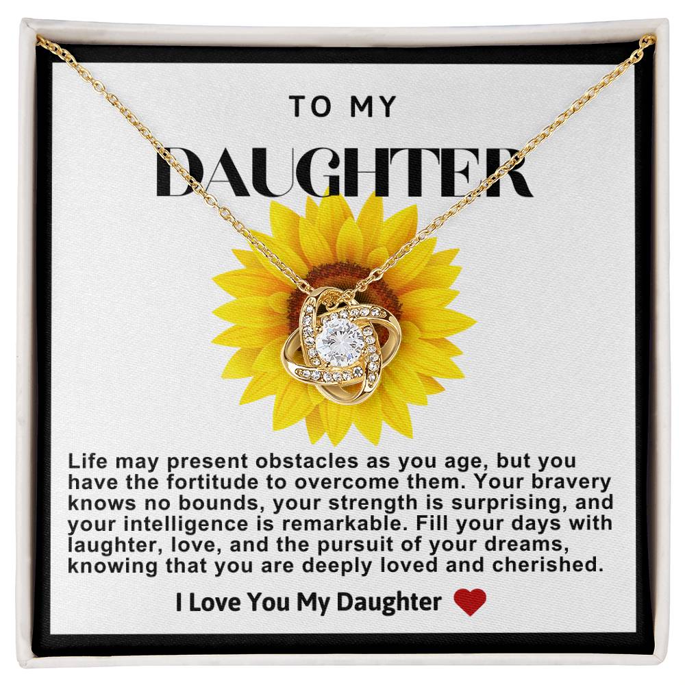 Daughter Sunflower Love Knot Necklace