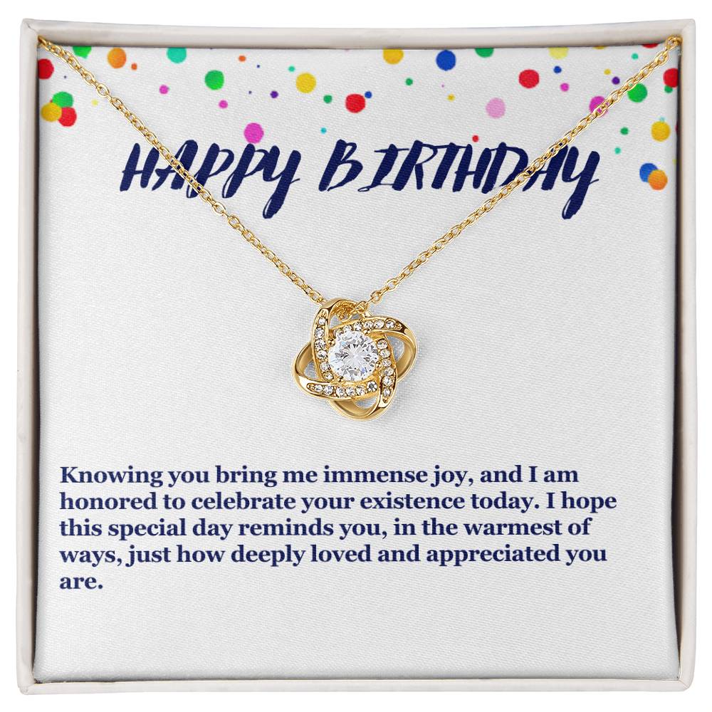 Happy Birthday Love Knot Necklace