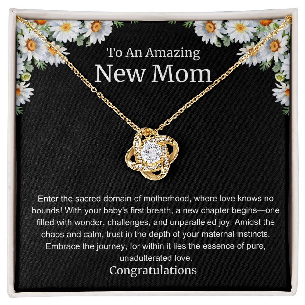 To An Amazing New Mom Love Knot Necklace