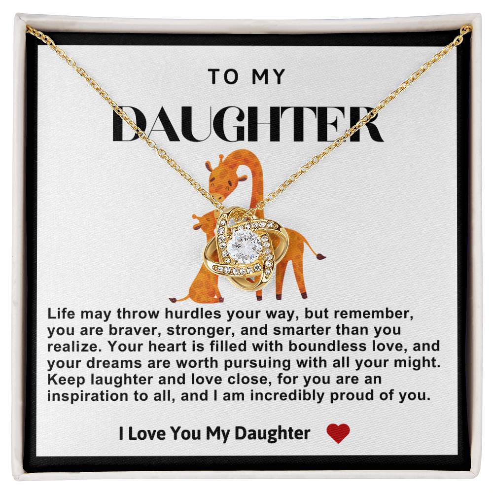 Daughter Giraffe Love Knot Necklace