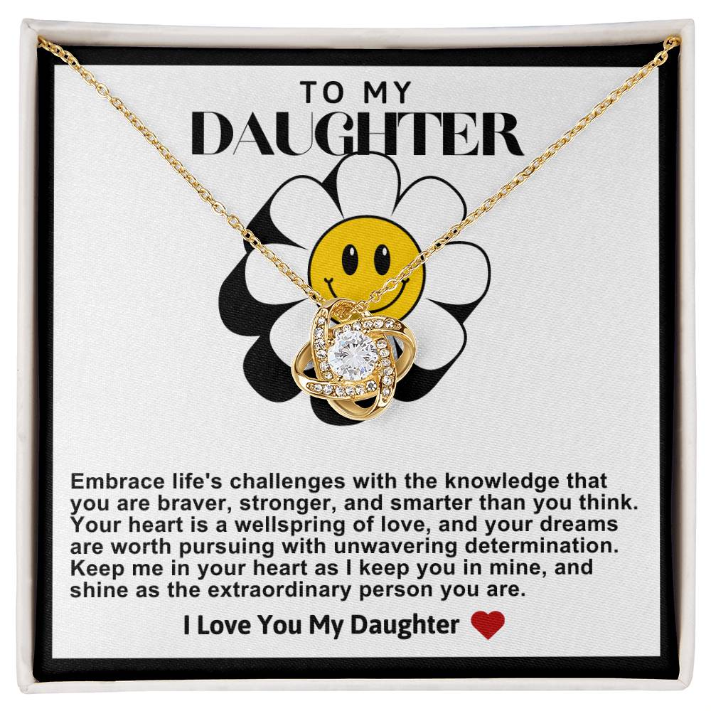 Daughter Smiling Daisy Love Knot Necklace