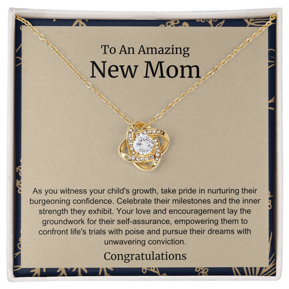 To An Amazing New Mom Love Knot Necklace