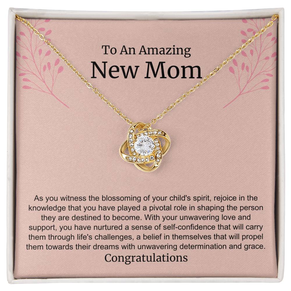 To An Amazing New Mom Love Knot Necklace