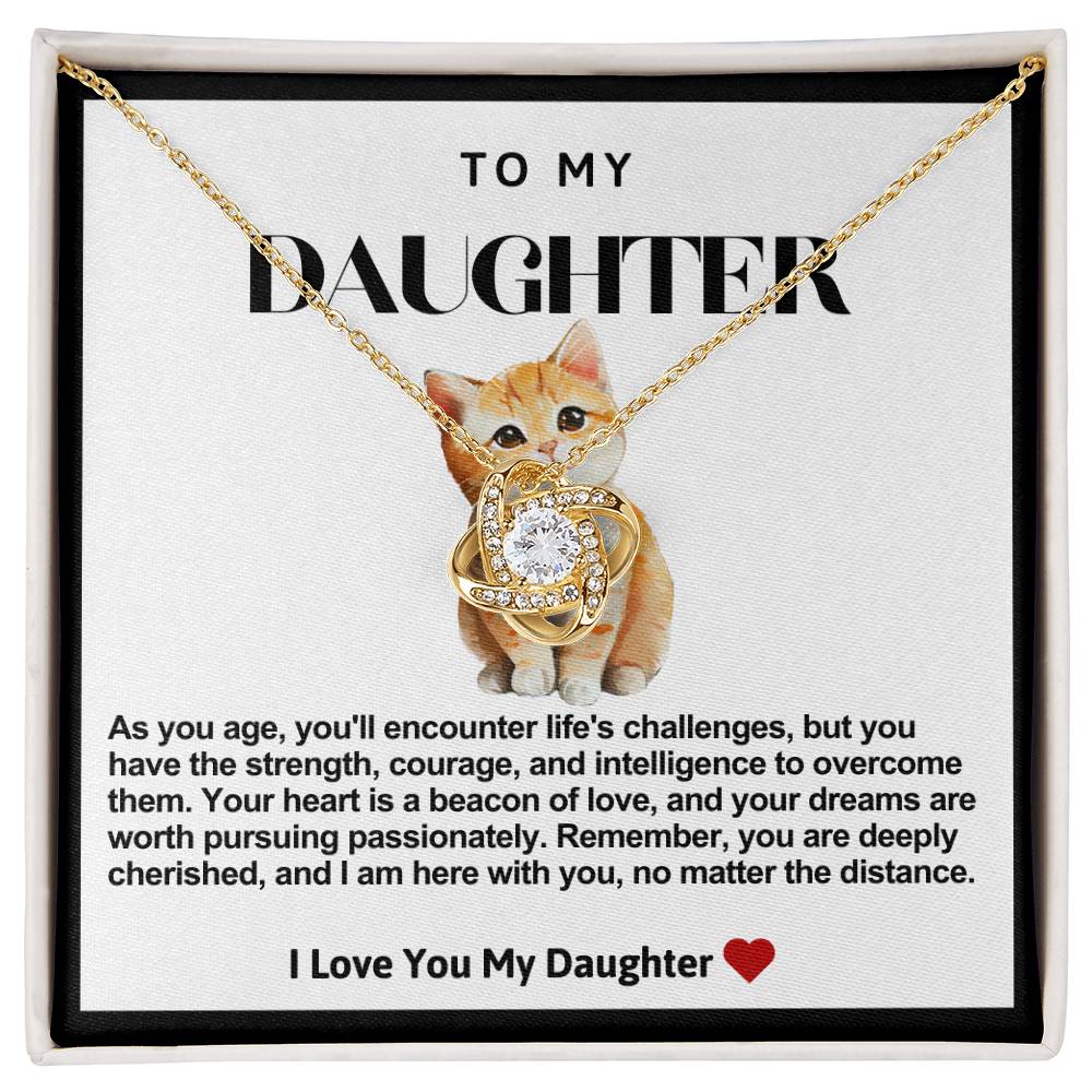 Daughter Cat Love Knot Necklace