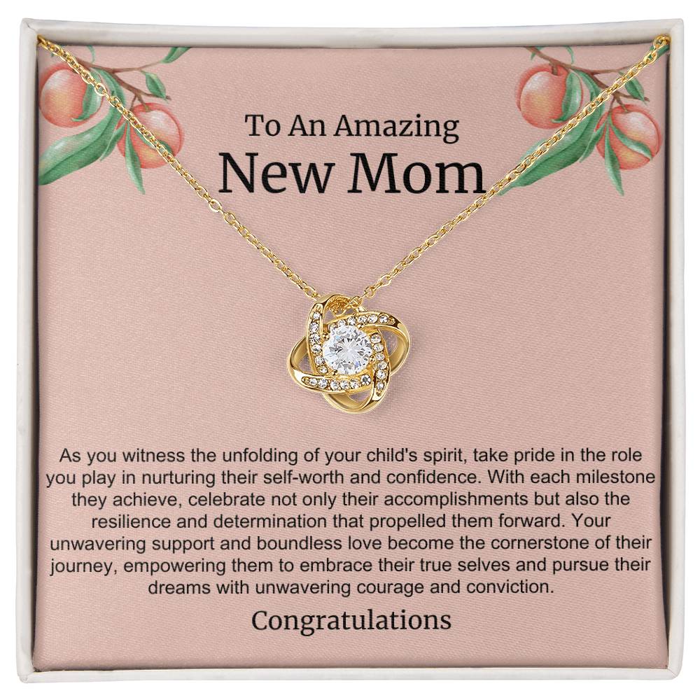 To An Amazing New Mom Love Knot Necklace