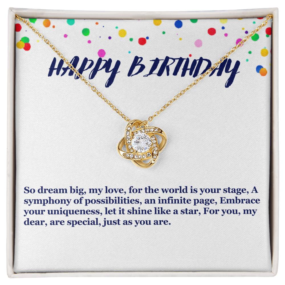 Happy Birthday Love Knot Necklace