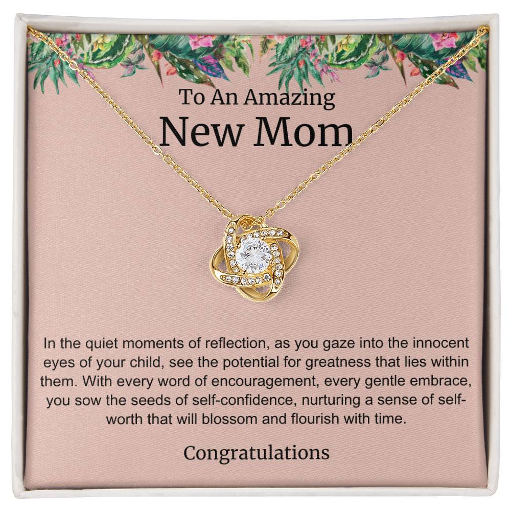 To An Amazing New Mom Love Knot Necklace