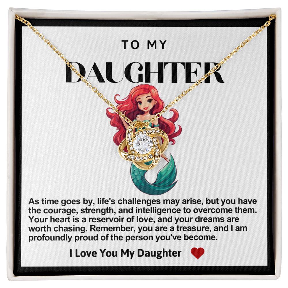 Daughter Red Hair Mermaid Love Knot Necklace