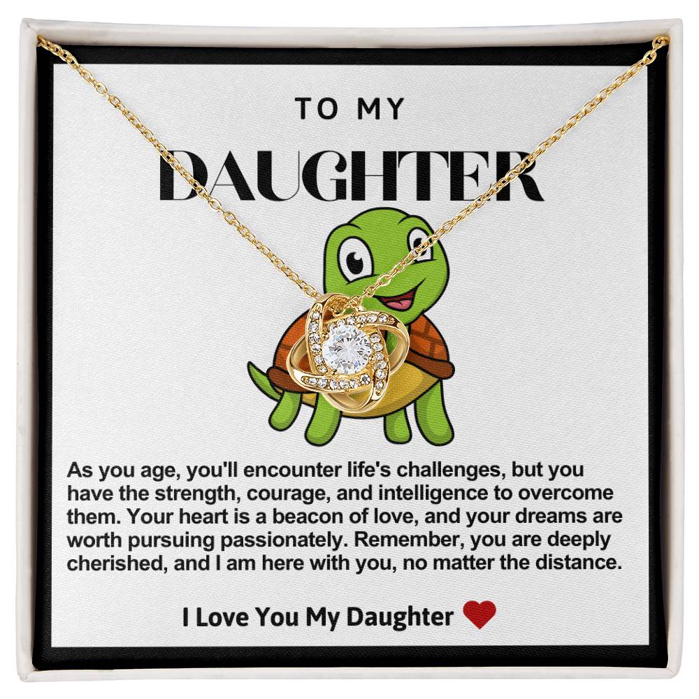 Daughter Turtle Love Knot Necklace