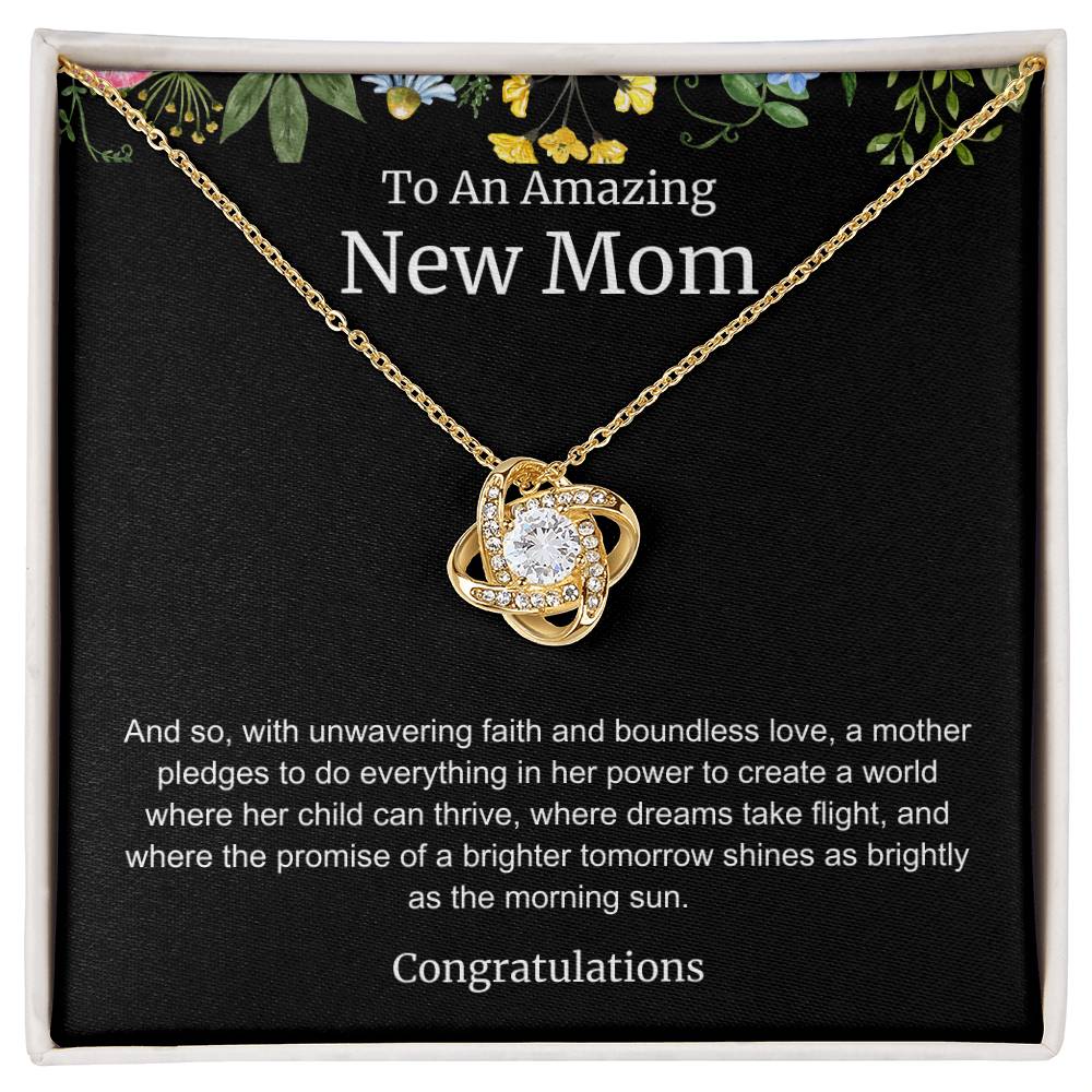 To An Amazing New Mom Love Knot Necklace