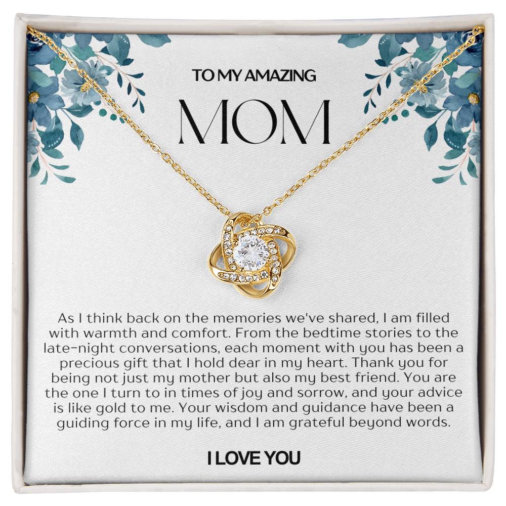 To My Amazing Mom Love Knot Necklace