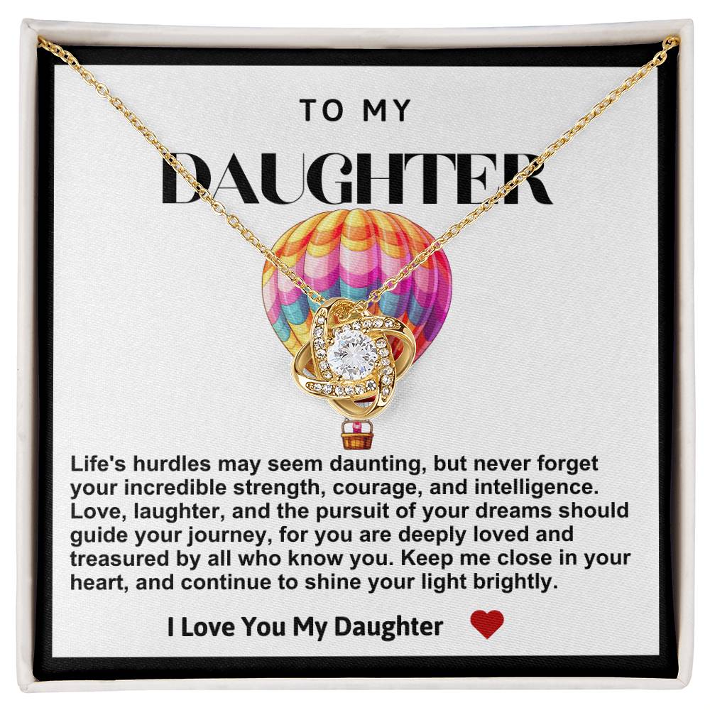 Daughter Hot Air Balloon Love Knot Necklace