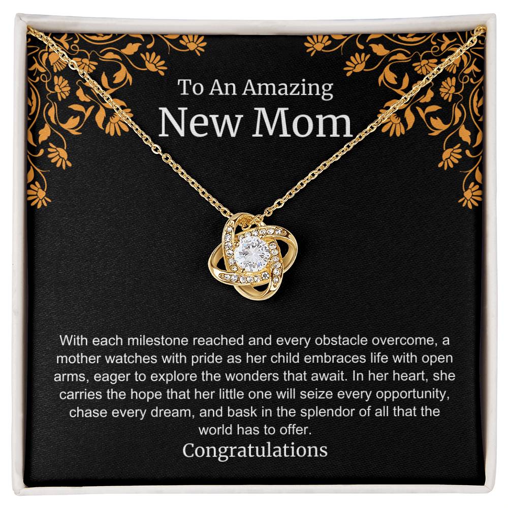 To An Amazing New Mom Love Knot Necklace