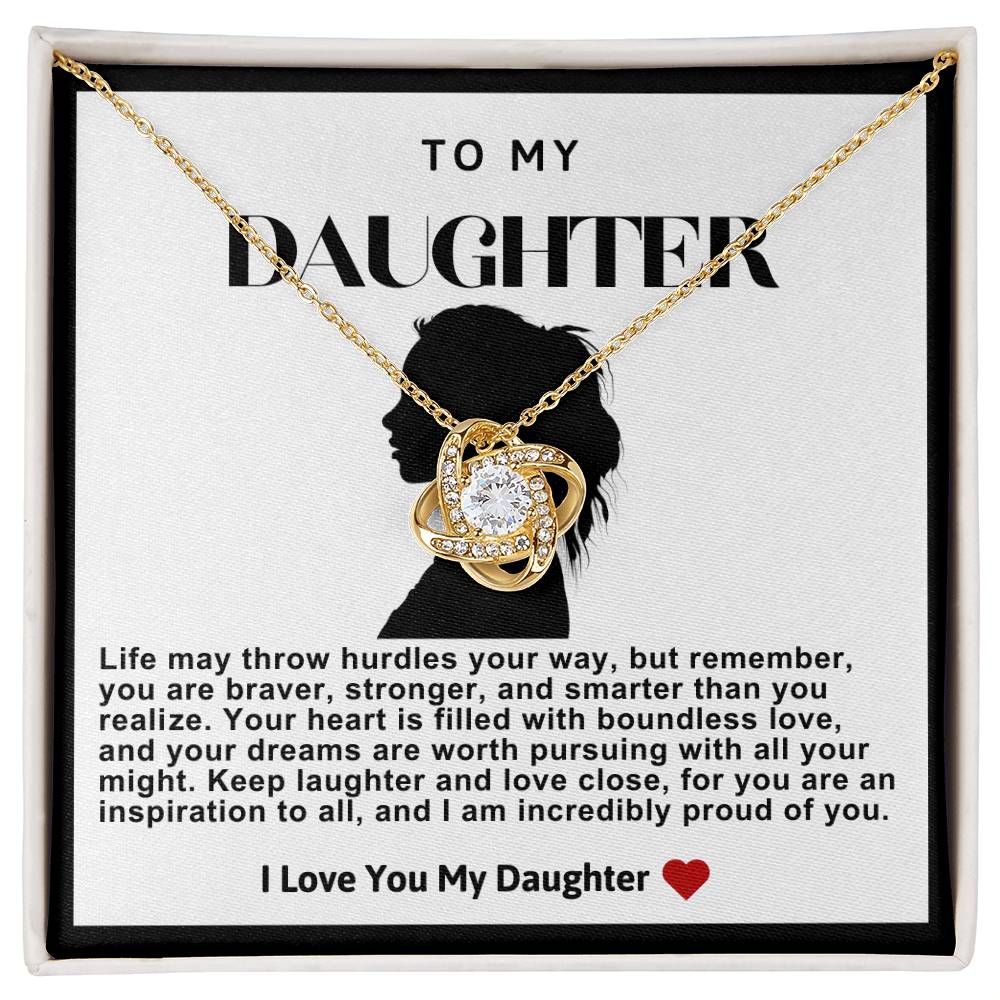 Daughter Girl With Ponytail Love Knot Necklace