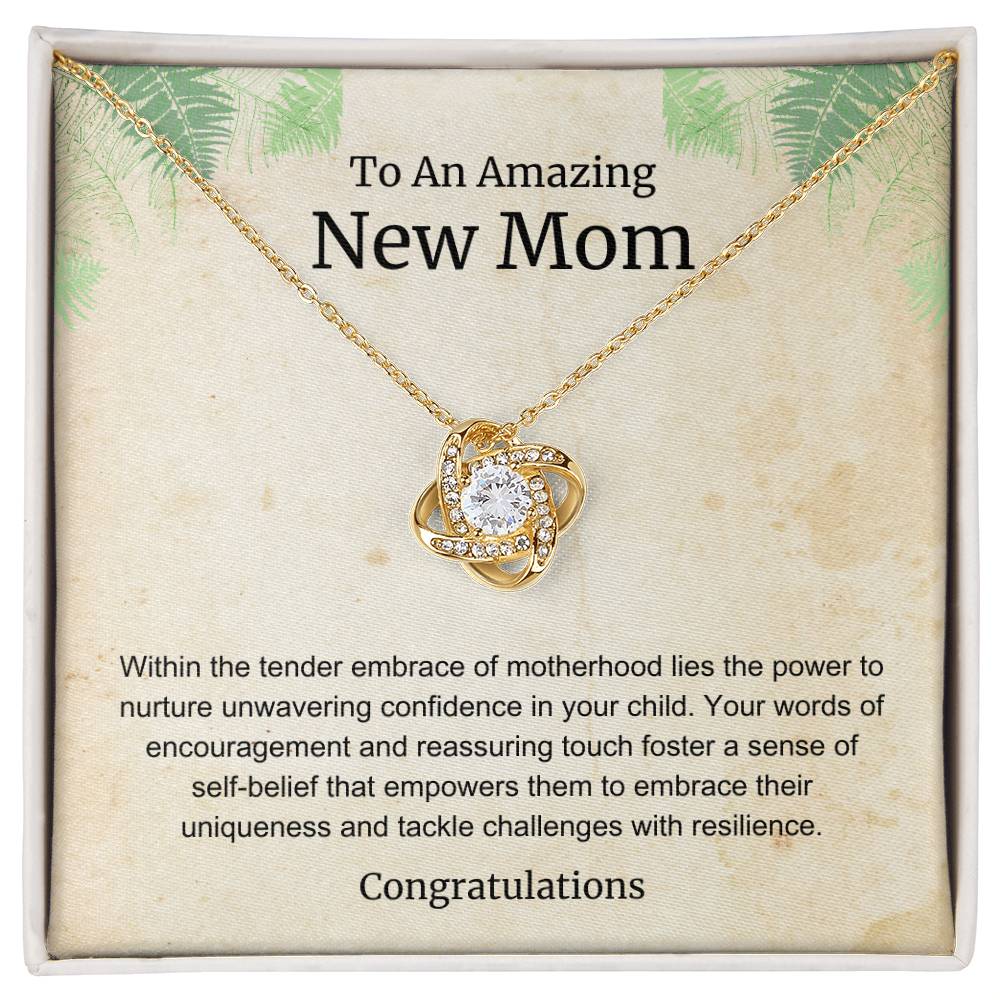 To An Amazing New Mom Love Knot Necklace