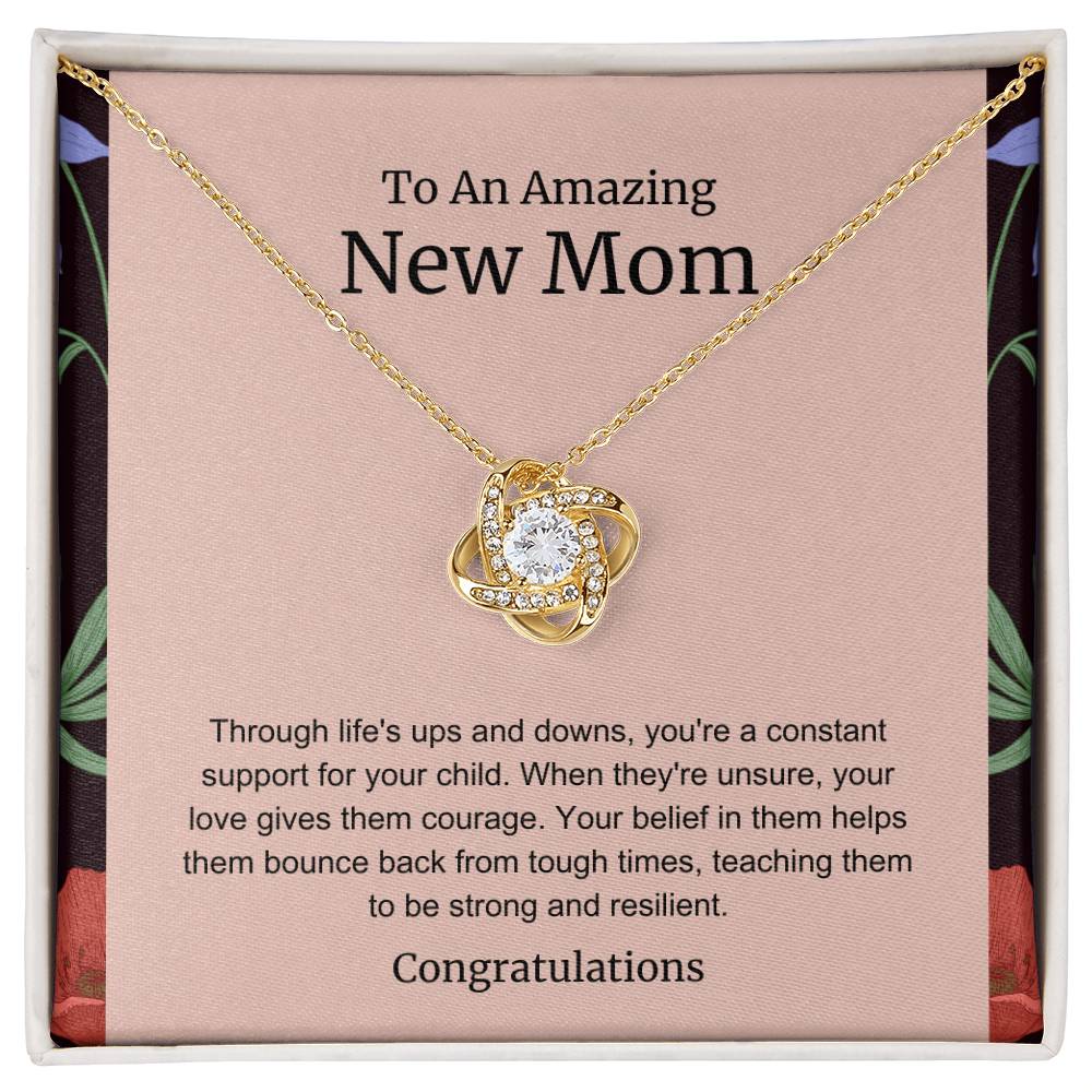 To An Amazing New Mom Love Knot Necklace