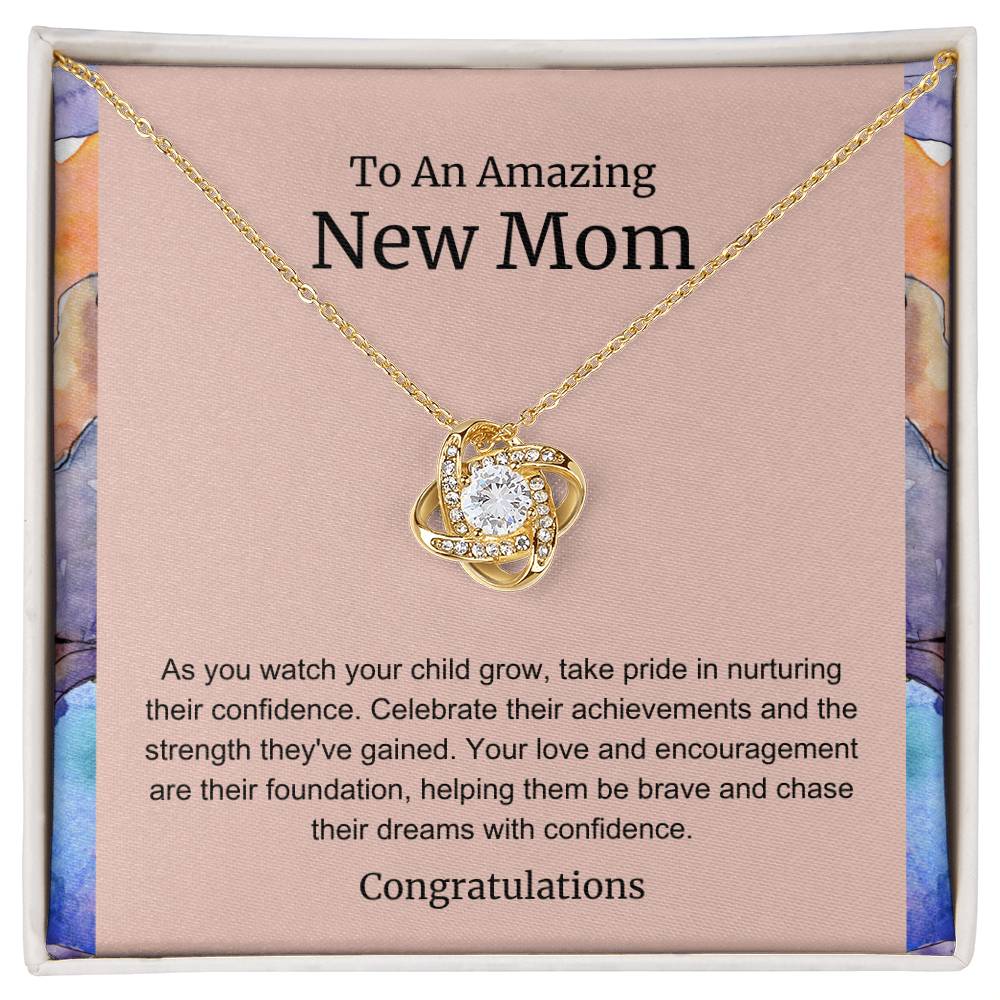 To An Amazing New Mom Love Knot Necklace