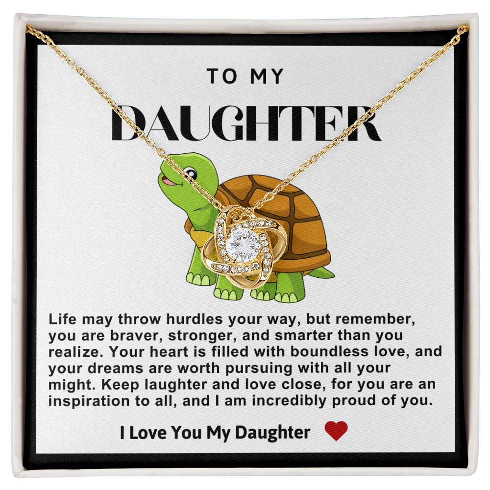 Daughter Turtle Love Knot Necklace