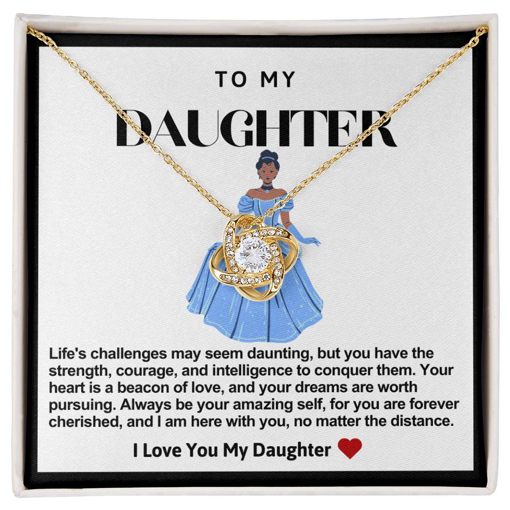 Daughter Blue Dress Princess Love Knot Necklace