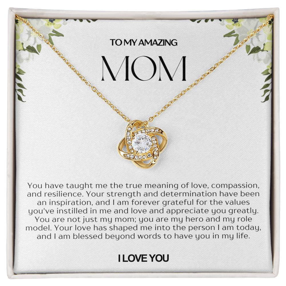 To My Amazing Mom Love Knot Necklace