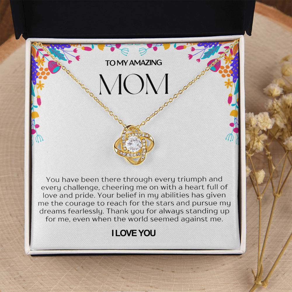 To My Amazing Mom Love Knot Necklace