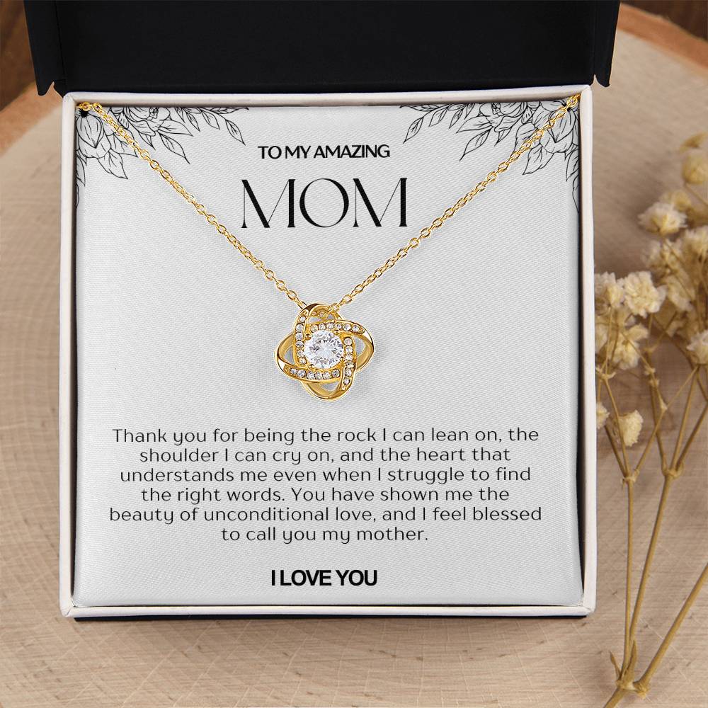 To My Amazing Mom Love Knot Necklace