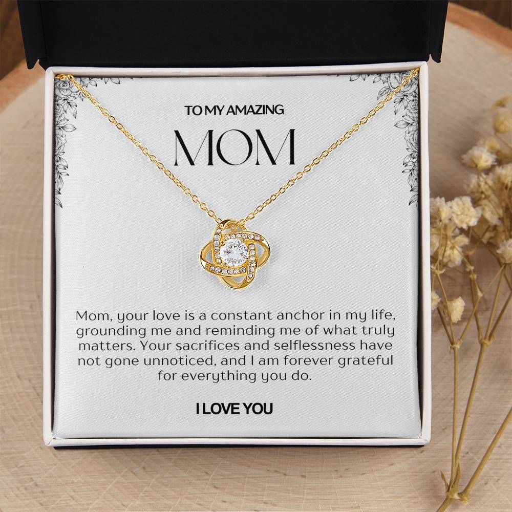 To My Amazing Mom Love Knot Necklace