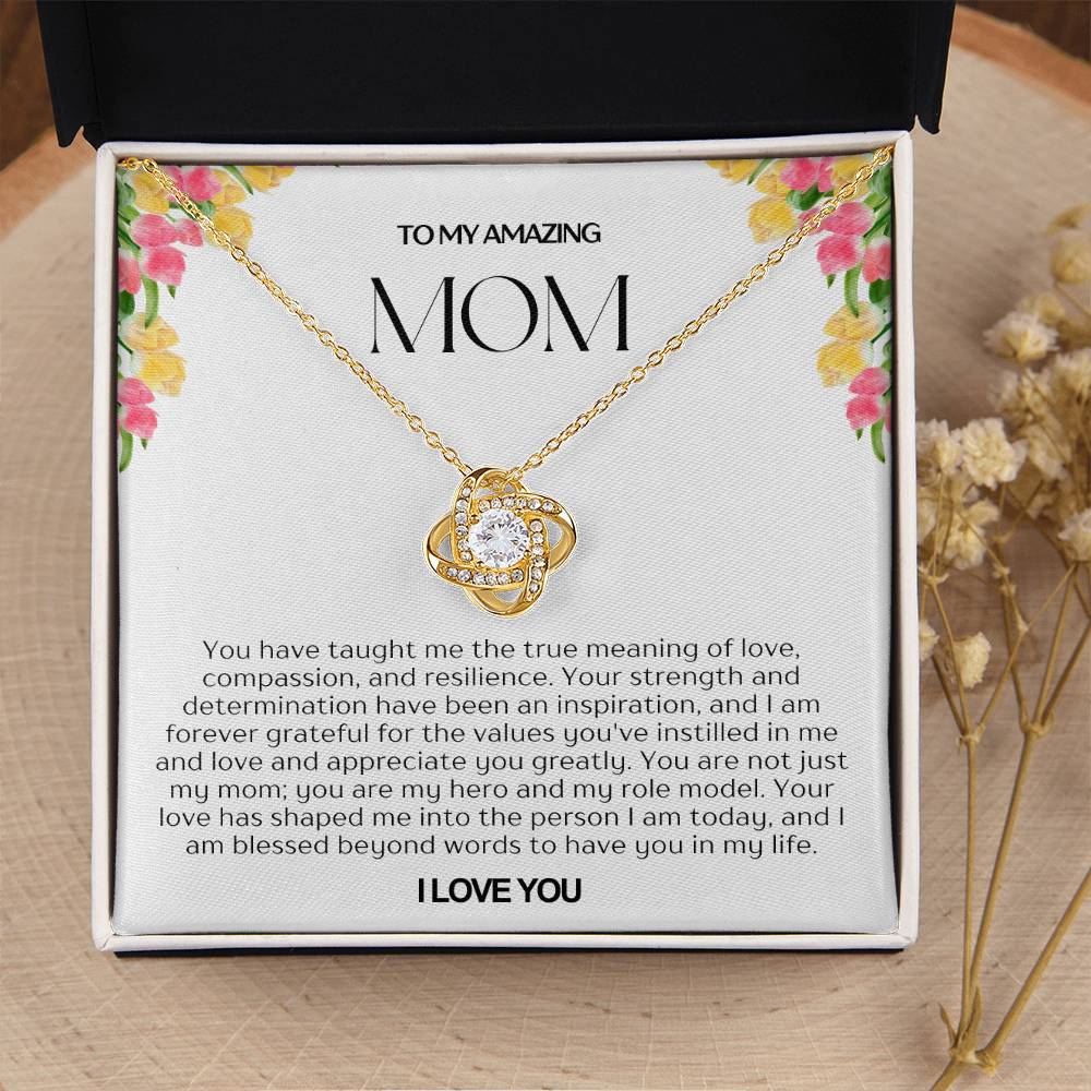 To My Amazing Mom Love Knot Necklace