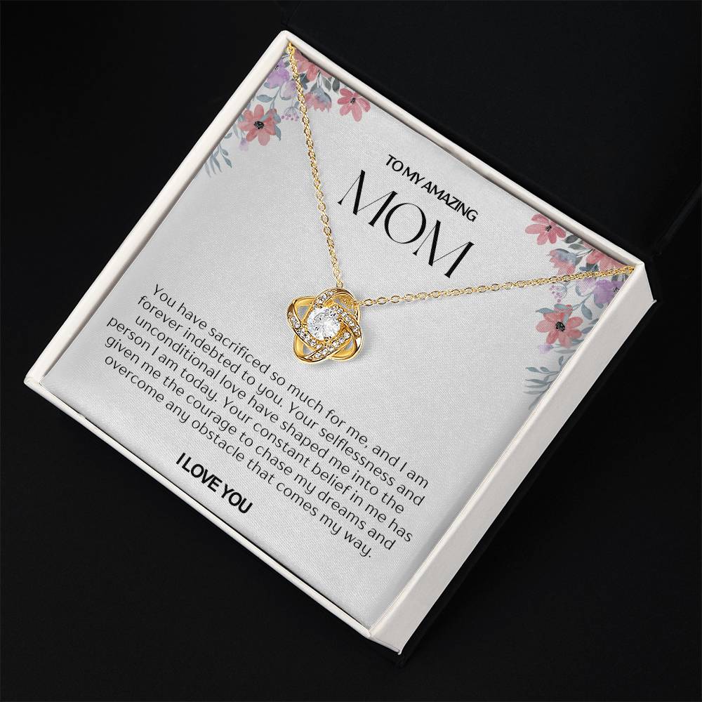 To My Amazing Mom Love Knot Necklace