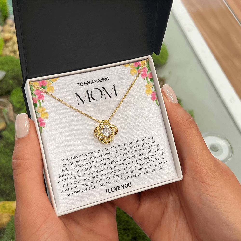 To My Amazing Mom Love Knot Necklace