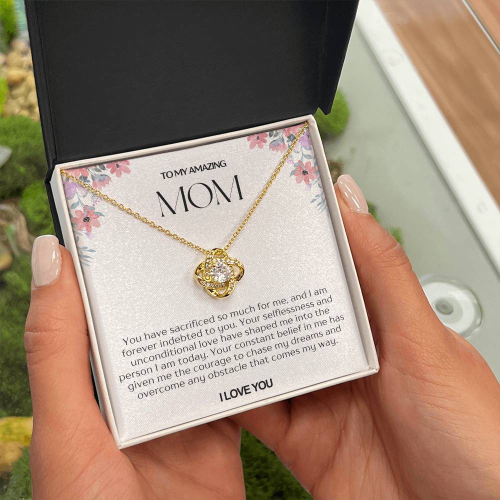 To My Amazing Mom Love Knot Necklace