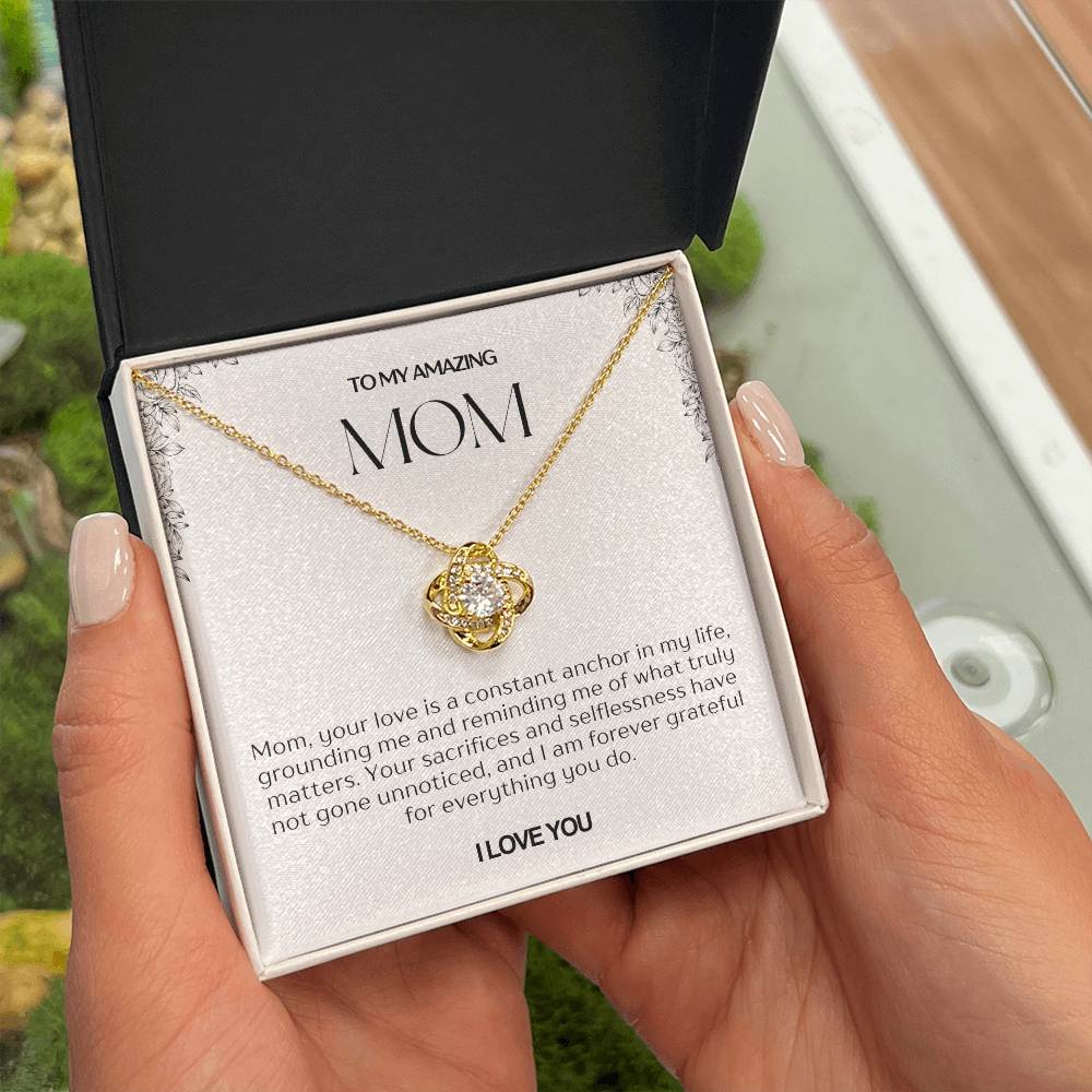 To My Amazing Mom Love Knot Necklace